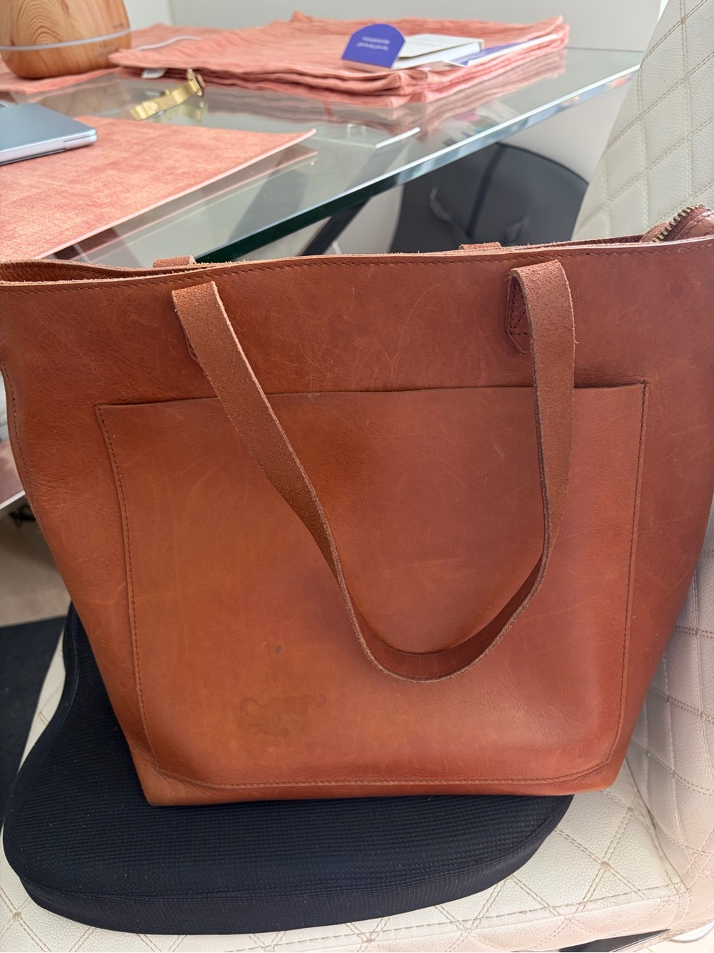 Madewell Brown Leather Transport Tote Bag